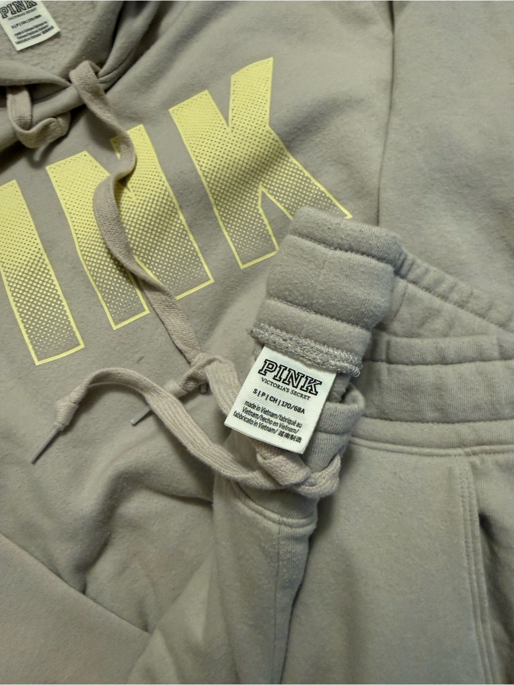 PINK Victoria's Secret Hoodie in Light Beige with Yellow Accent set - Picture 4 of 5